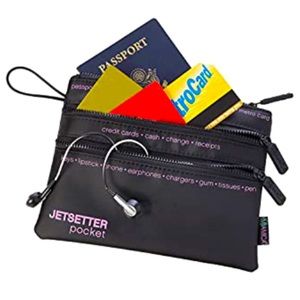 Miamica Nylon Travel Pocket 3-Zip Jetsetter - Black/Pink